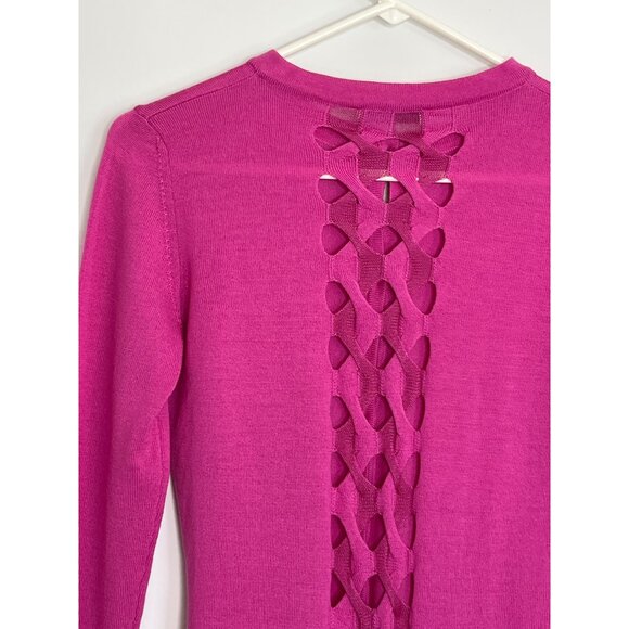 Versace Collection‎ Wool Pink Button Front Knit Cardigan Back Braid Detail 40 - Picture 12 of 15